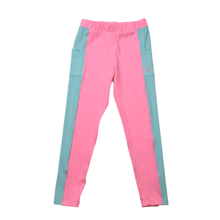 Lila Legging - Pink Athleisure / Turquoise Sides