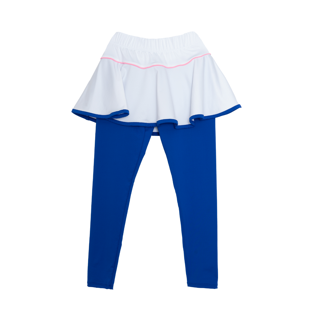 Mallory Legging Set - White Athleisure Skirt - Royal Legging