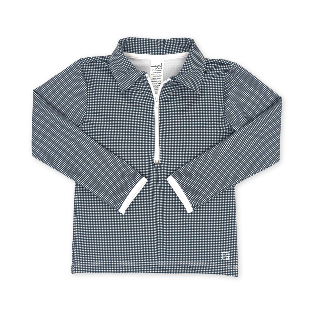 Henry Half Zip - Nantucket Navy, Pure Coconut