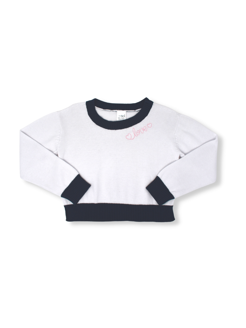 Stella Sweater - White/Navy/Love