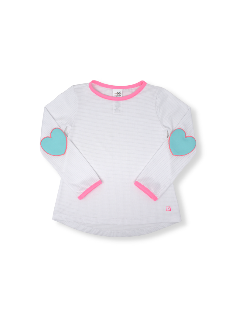 Bridget Basic T LS - Pure Coconut, Totally Turquoise, Flamingo Pink