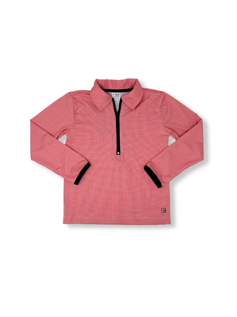 Henry Half Zip - Red MG/Navy