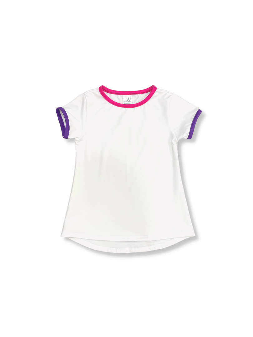 Bridget Basic T - Pure Coconut, Petunia Purple, Power Pink