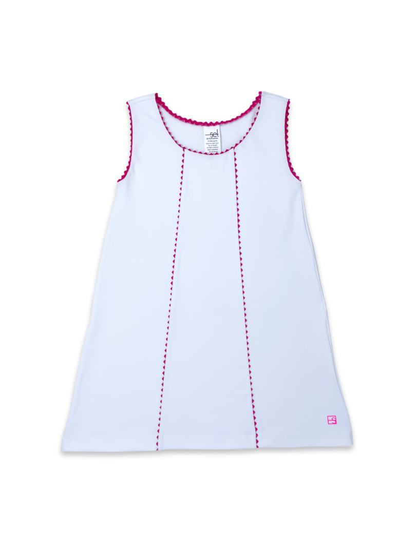 Amelia Dress - Pure Coconut / Power Pink