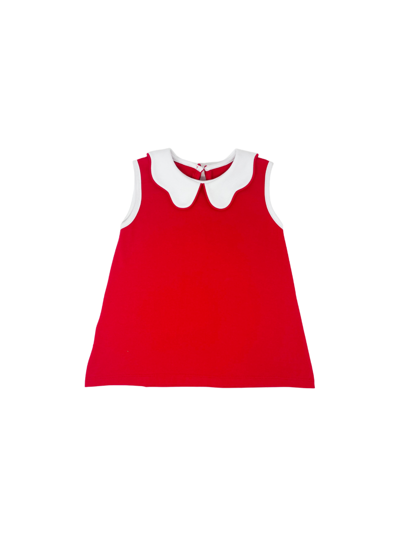 Olivia Scallop Top - Candy Apple Red / Pure Coconut