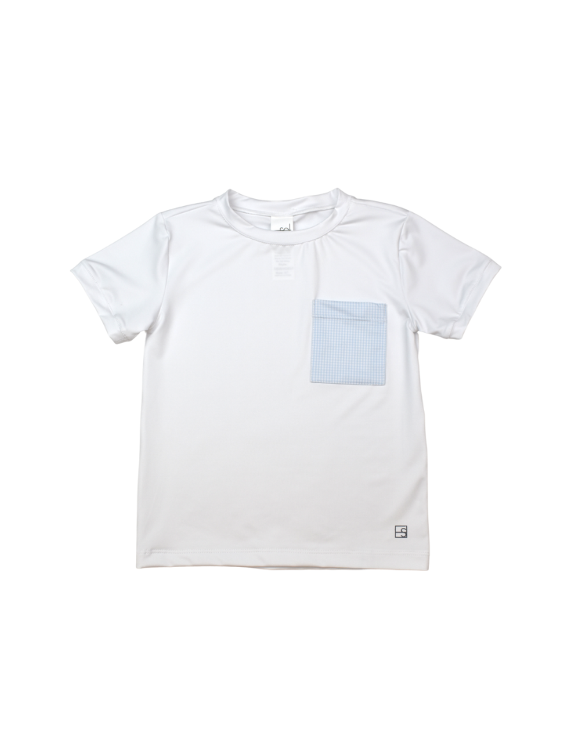 Charlie T Shirt - Pure Coconut / Cotton Candy Blue Minigingham