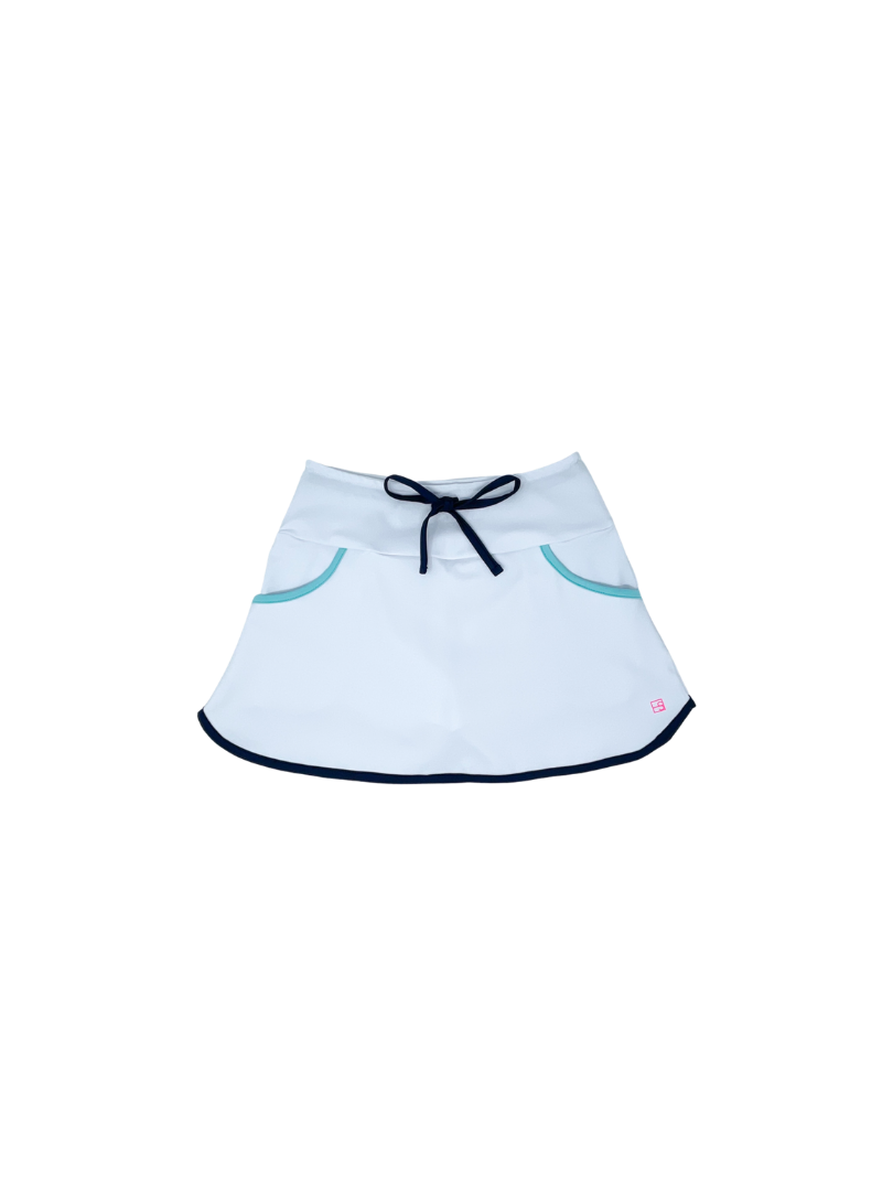 Mom Tiffany Tennis Skort - Pure Coconut / Nantucket Navy / Totally Turquoise