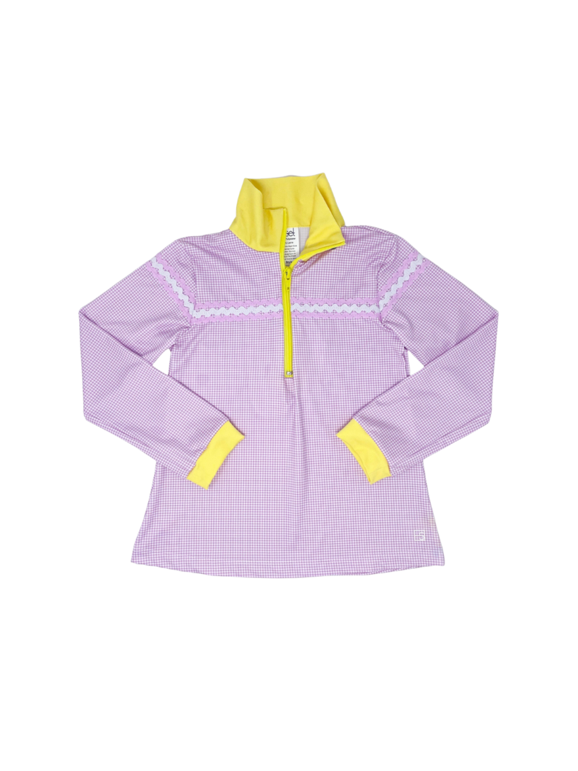 Heather Half Zip - Petal Purple Minigingham / Luscious Lemonade