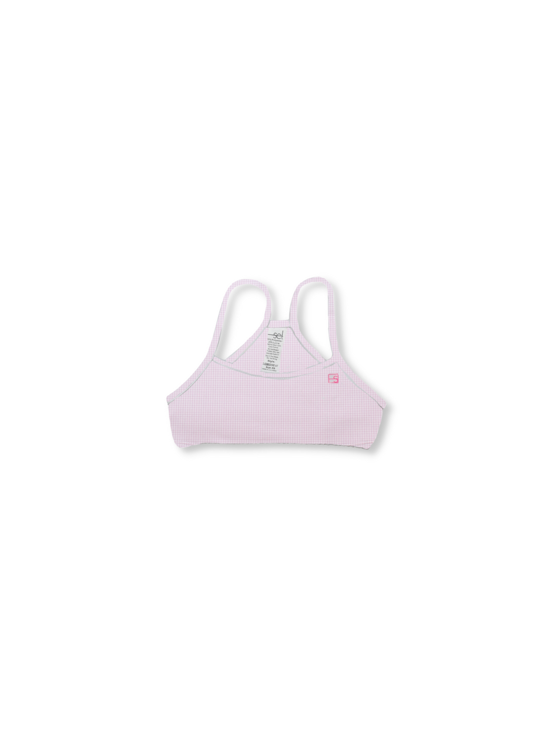 Briana Sports Bra - Cotton Candy Pink Minigingham