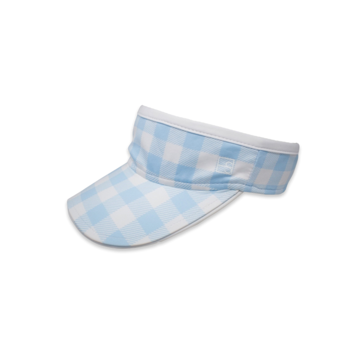 Vacay Visor - Cotton Candy Blue Buffalo Check, Pure Coconut