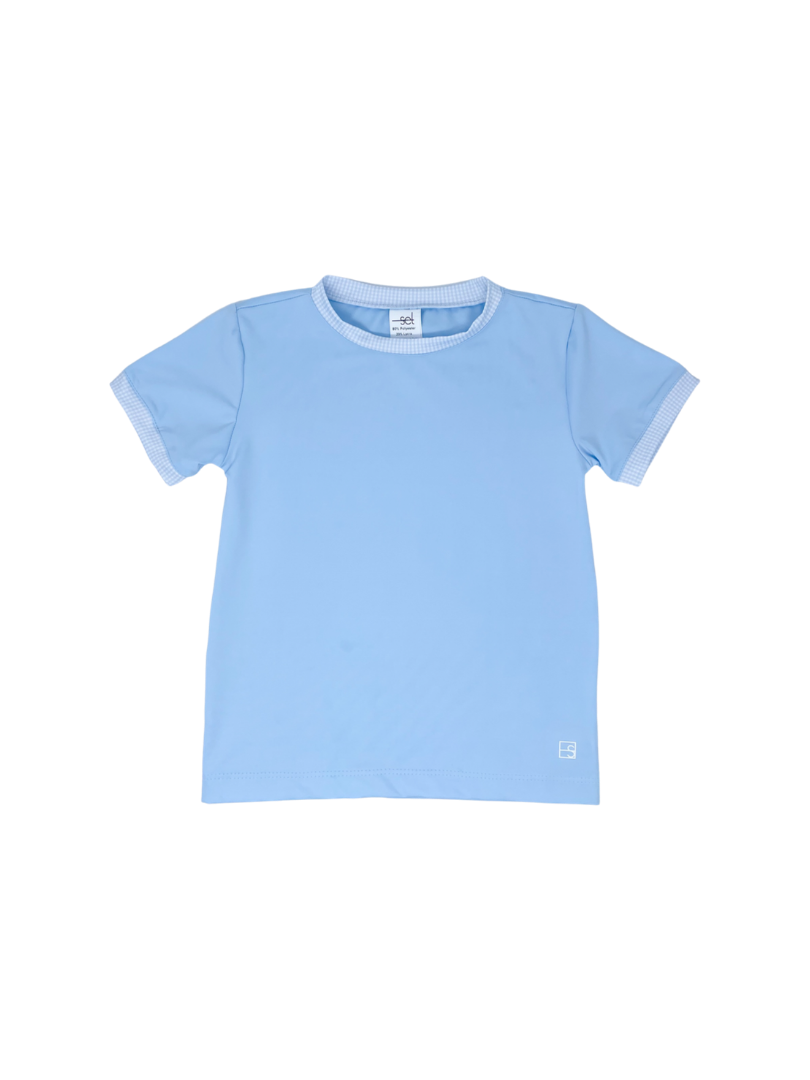 Bradley Basic T - Cotton Candy Blue, Cotton Candy Blue Minigingham