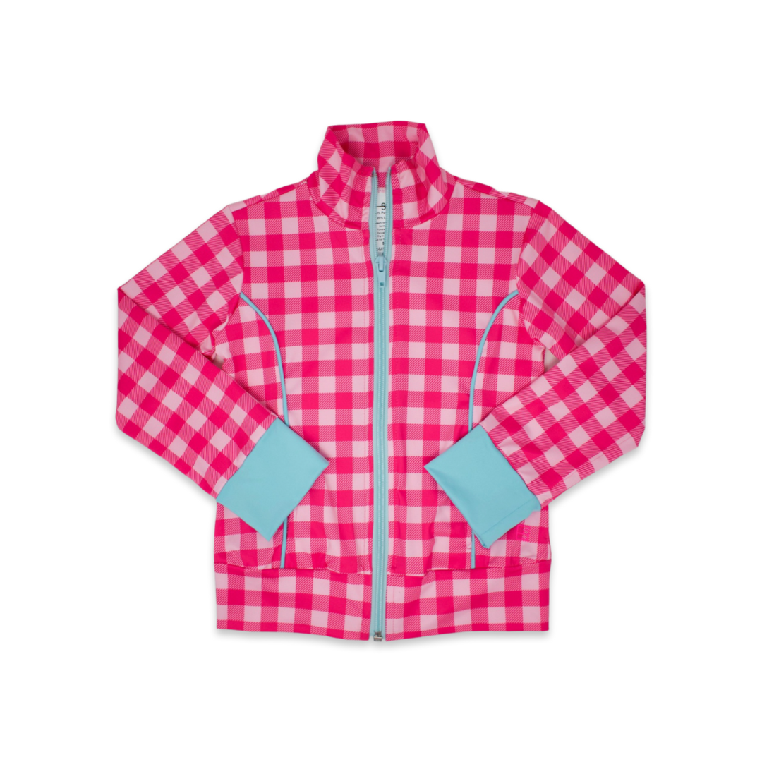 Juliet Jacket - Power Pink Buffalo Check, Totally Turquoise