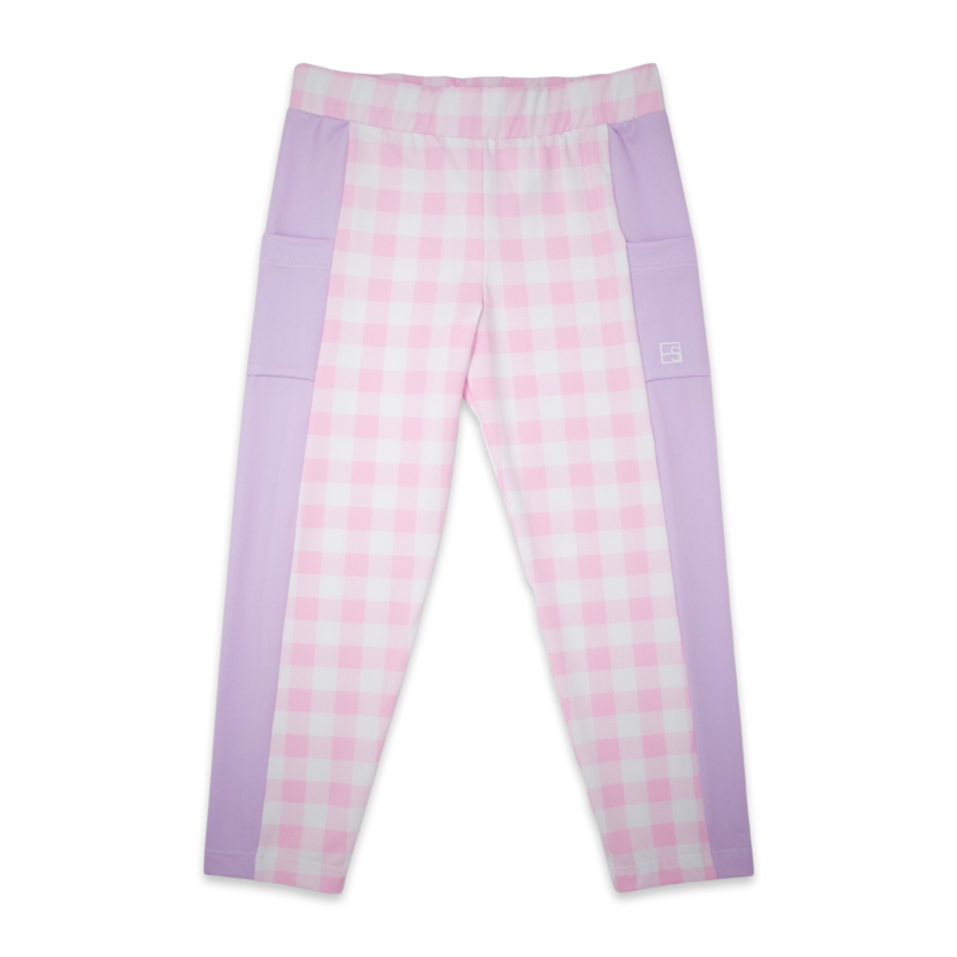 Lila Legging -  Cotton Candy Pink Buffalo Check, Petal Purple