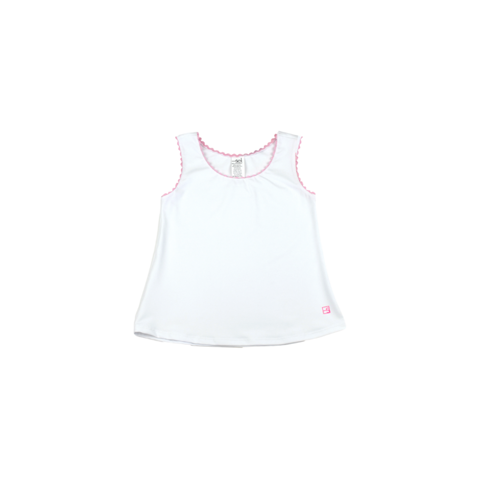 Riley Razor Tank - Pure Coconut, Cotton Candy Pink Ric Rac