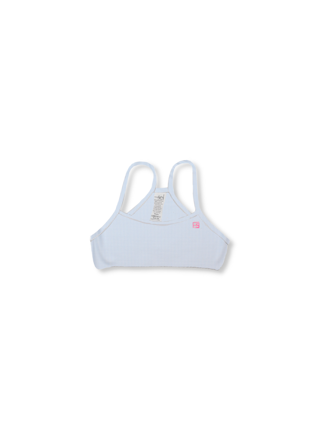 Briana Sports Bra - Cotton Candy Blue Minigingham