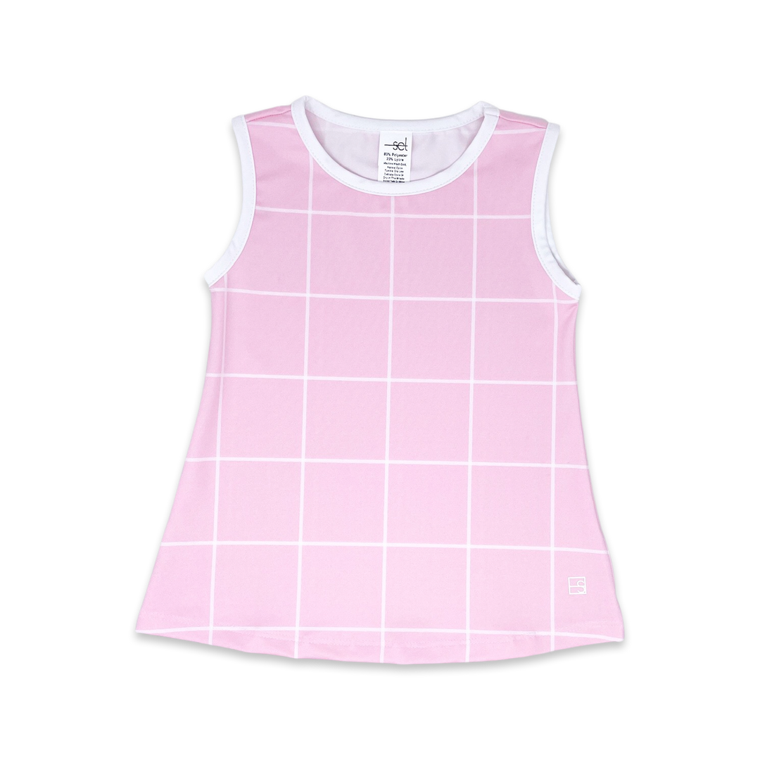 Tori Tank - Pink Windowpane, Pure Coconut