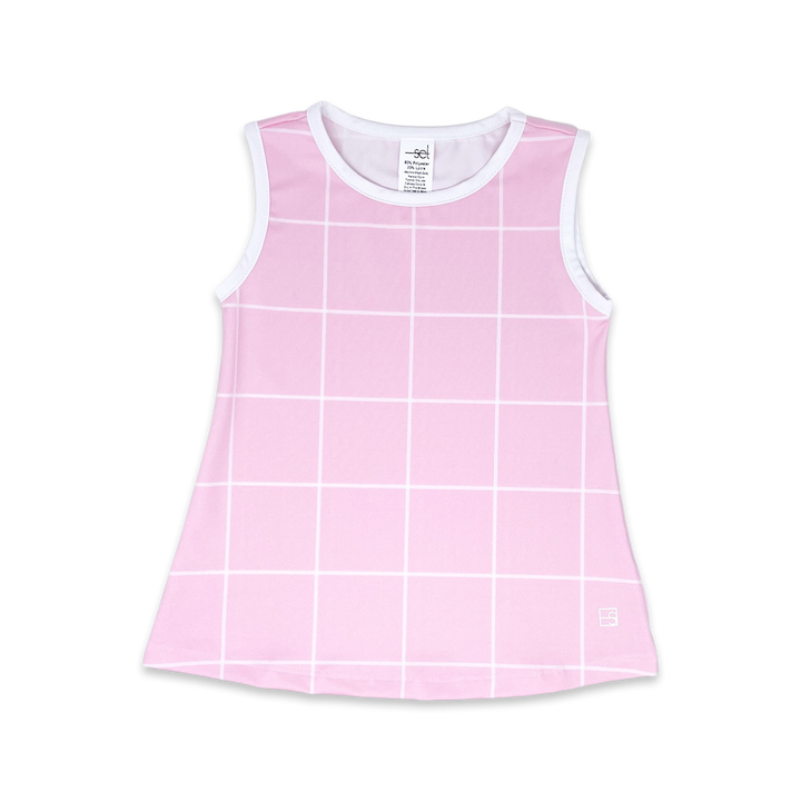 Tori Tank - Pink Windowpane, Pure Coconut