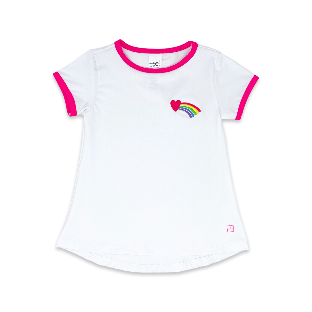 Bridget Basic Tee - Pure Coconut, Power Pink, Rainbow