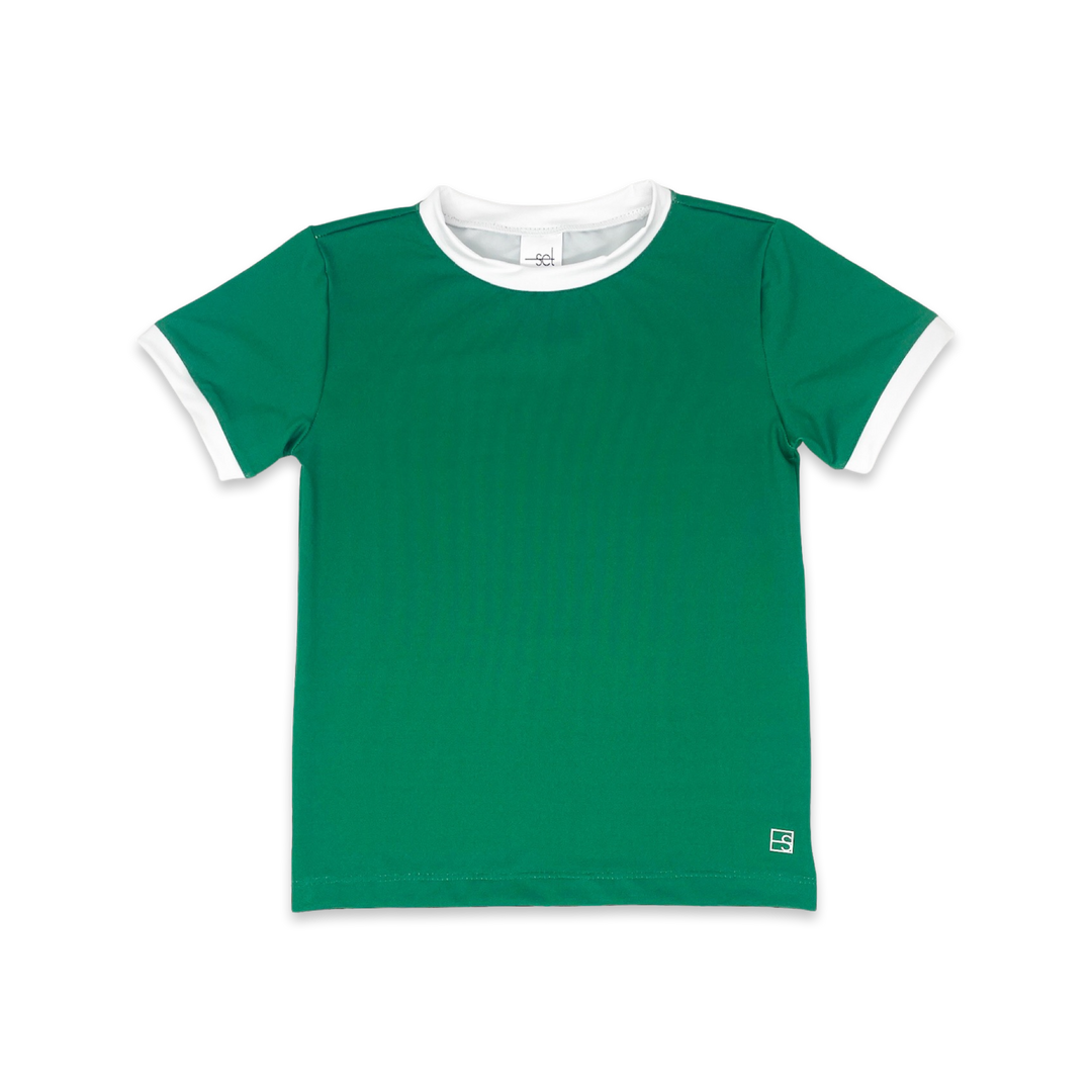 Bradley Basic Tee - Augusta Green, Pure Coconut