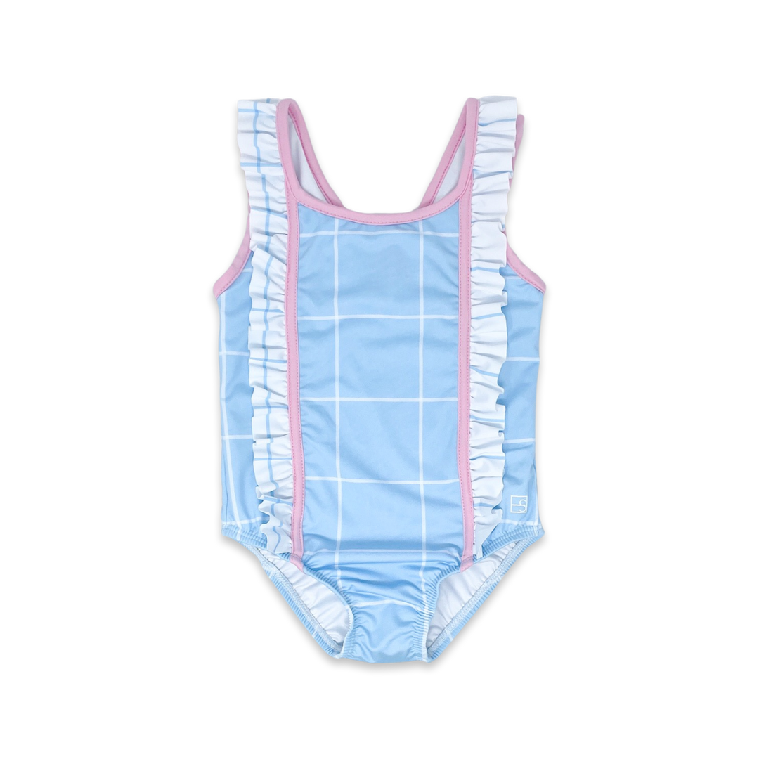 Molly Swimsuit -Blue Windowpane