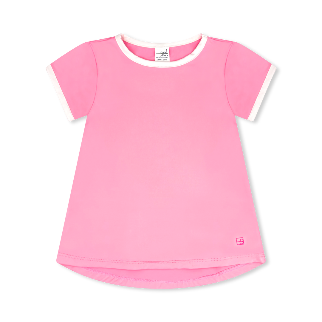 Bridget Basic T  - Flamingo Pink, Pure Coconut