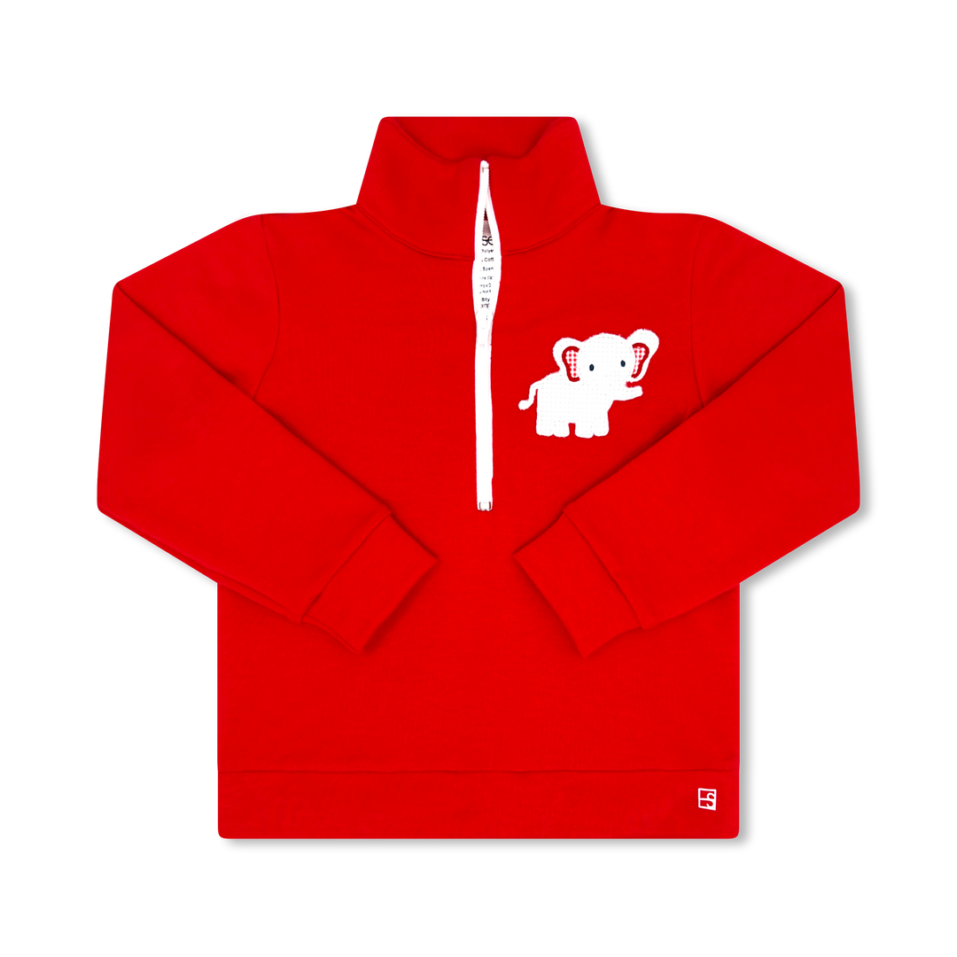 Hayden Half Zip LS - Candy Apple Red, Elephant