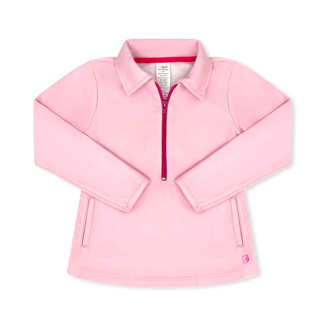 Heather Half Zip - Cotton Candy Pink, Power Pink