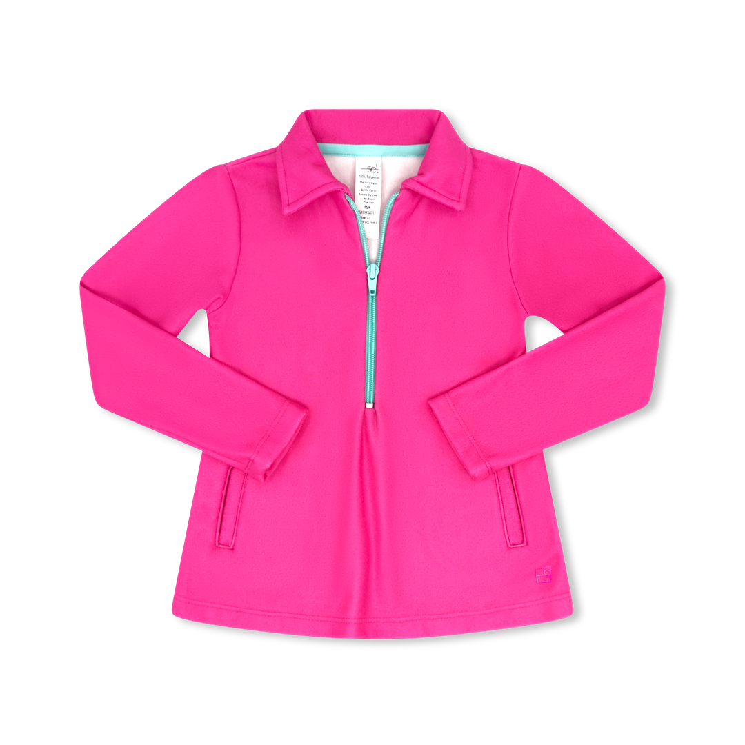 Heather Half Zip - Power Pink, Cool Mint