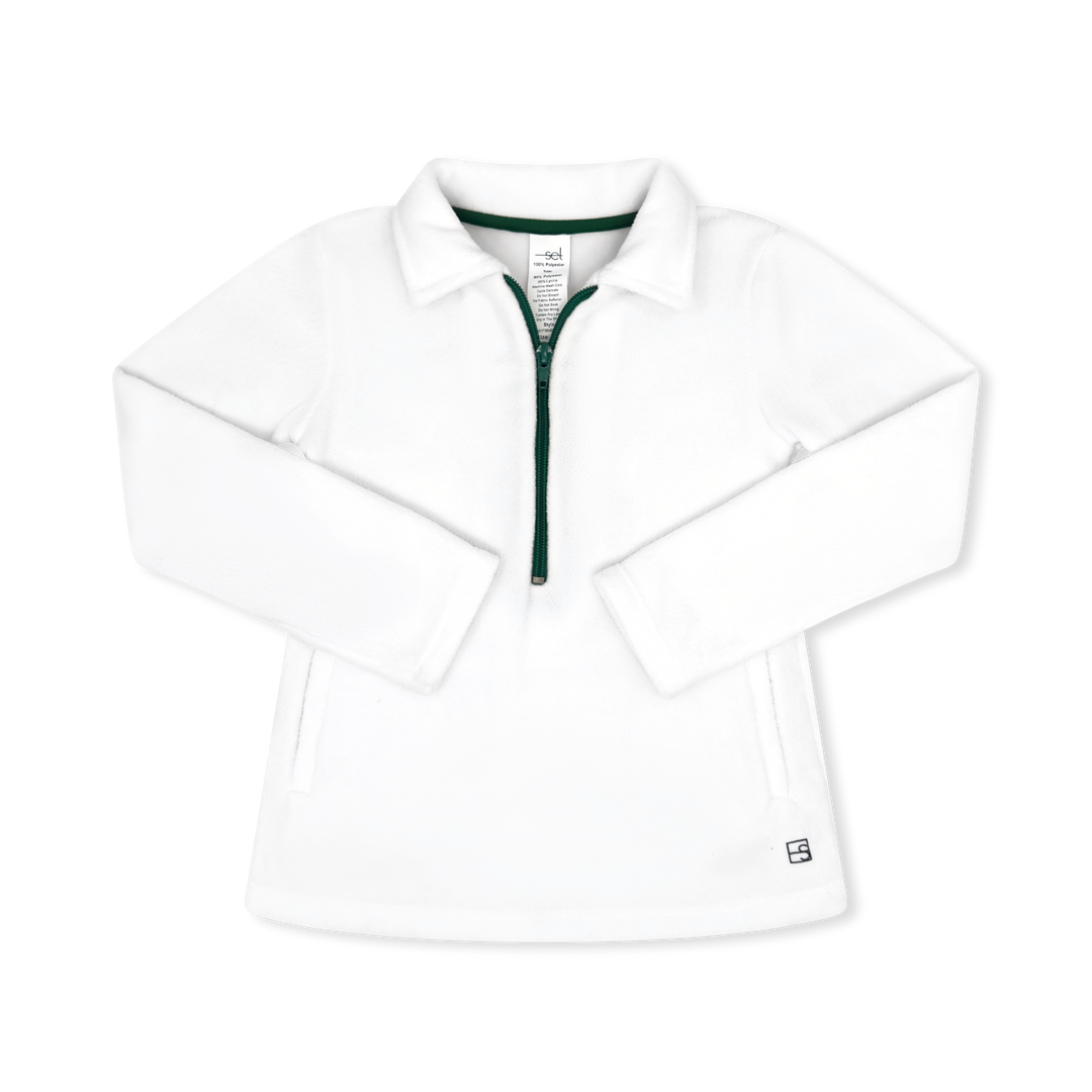 Henry Half Zip - Pure Coconut Fleece, Augusta Green