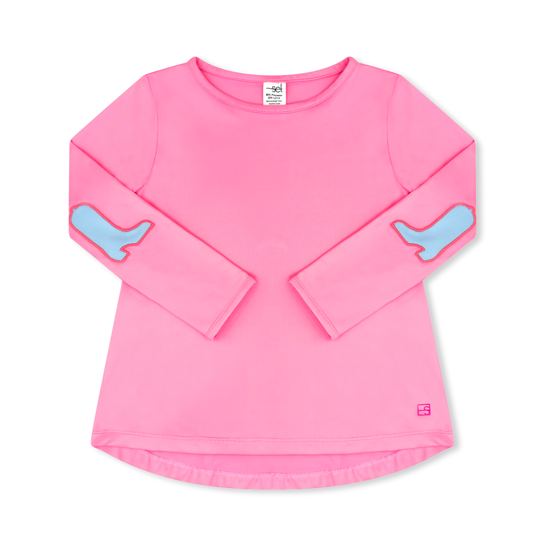 Kylie Shirt Long Sleeve - Flamingo Pink, Cotton Candy Blue