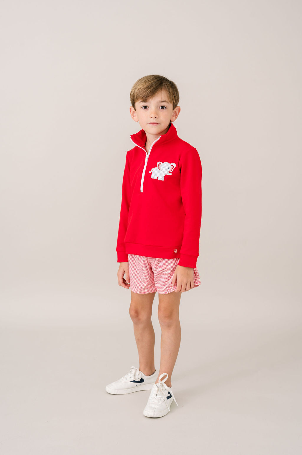 Hayden Half Zip LS - Candy Apple Red, Elephant