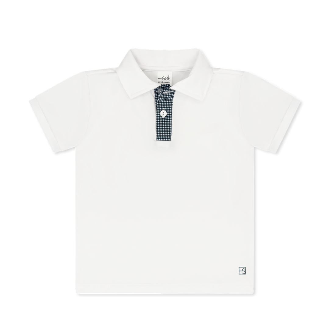 Parker Polo - Pure Coconut, Nantucket Navy Minigingham