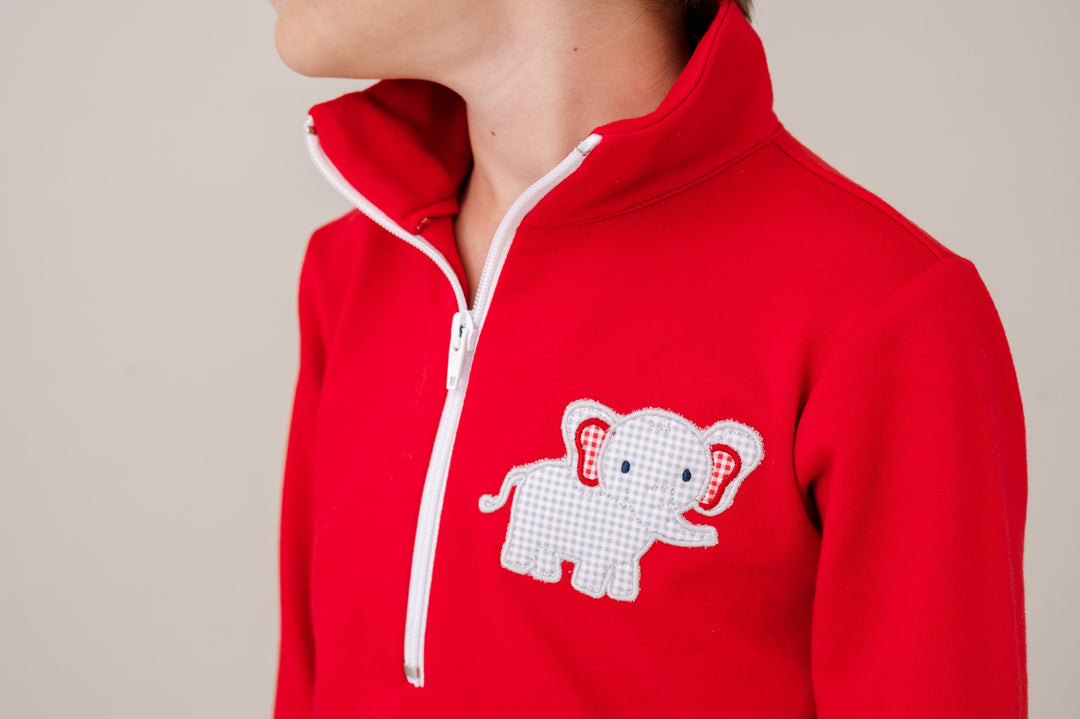 Hayden Half Zip LS - Candy Apple Red, Elephant