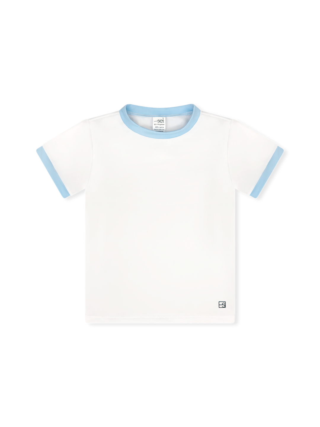 Bradley Basic Tee -  Pure Coconut, Cotton Candy Blue