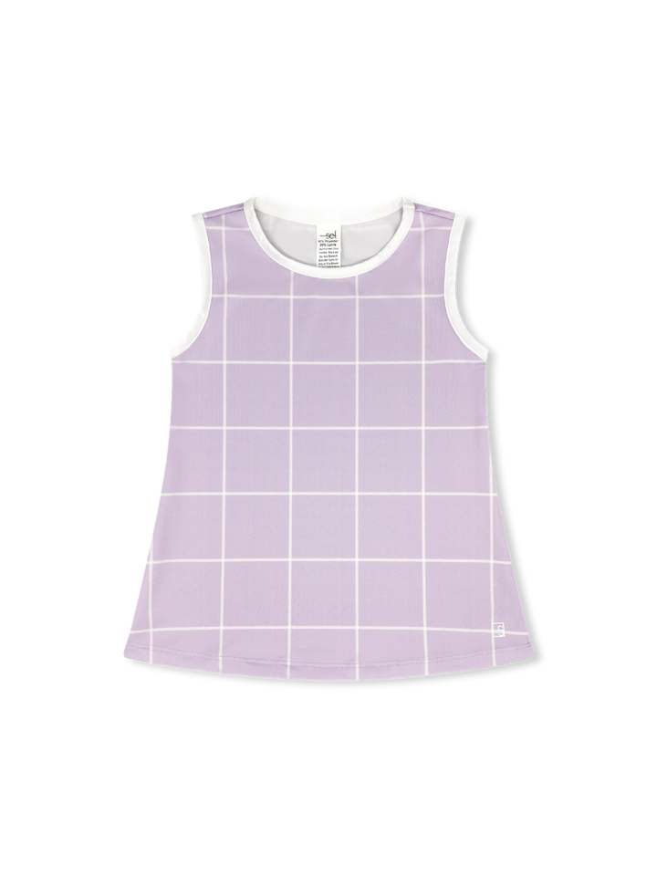 Tori Tank - Petal Purple Willington Windowpane, Pure Coconut